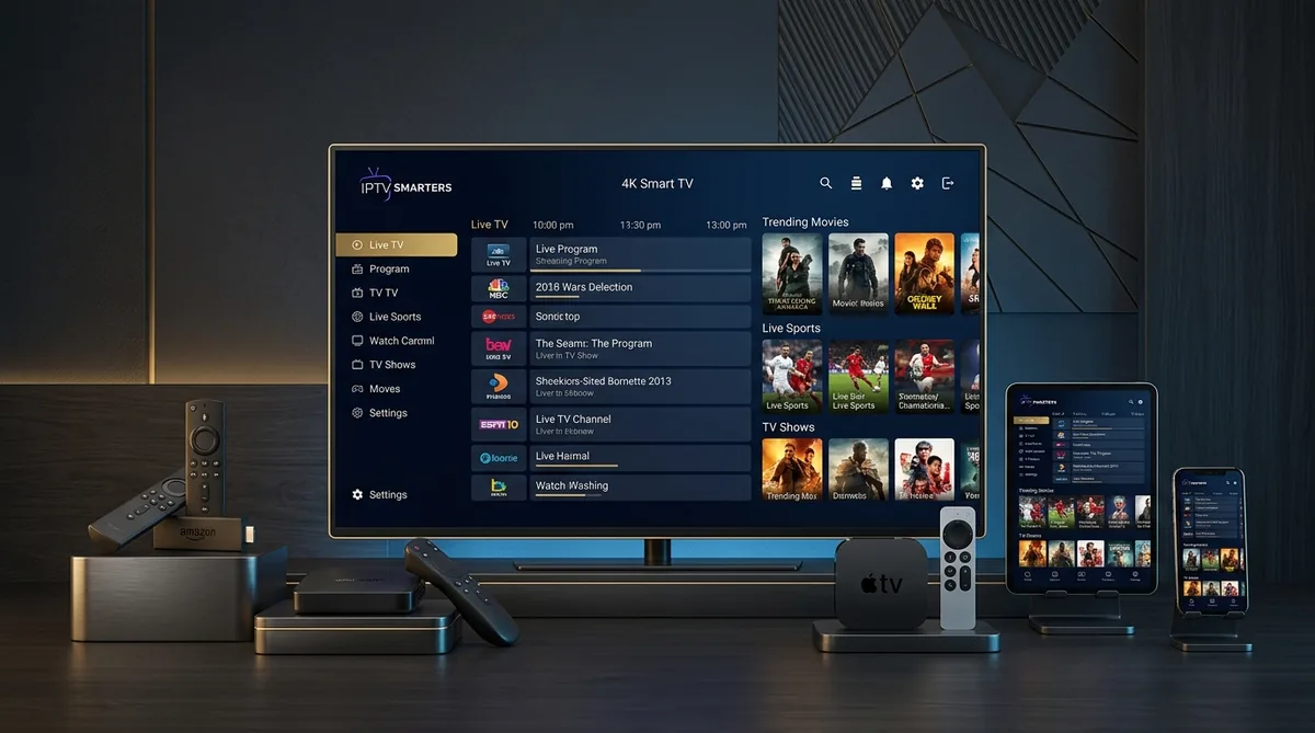 Abonnement IPTV Smarters Pro compatible Smart TV Samsung, LG, Firestick 4K et boîtiers Android