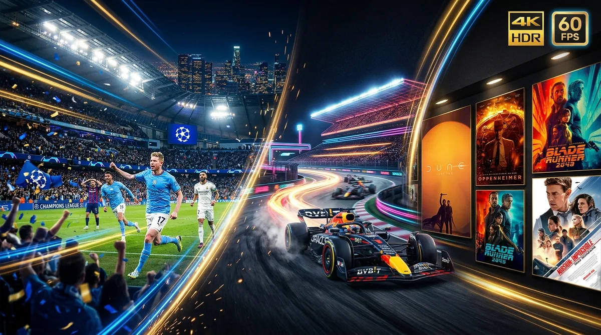 French IPTV Premium avec chaînes de sport en direct et cinéma VOD 4K sur serveurs dédiés